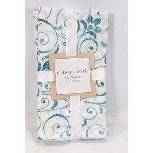 4-Pack Table Napkins scroll medallion design navy blue/ white Allen + Roth
